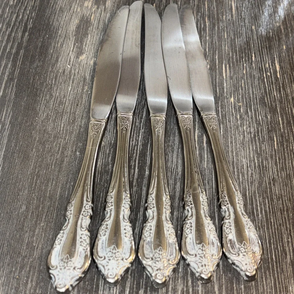 Set of 5 Oneida Community‎ Louisiana Dinner Knives Stainless Flatware 9